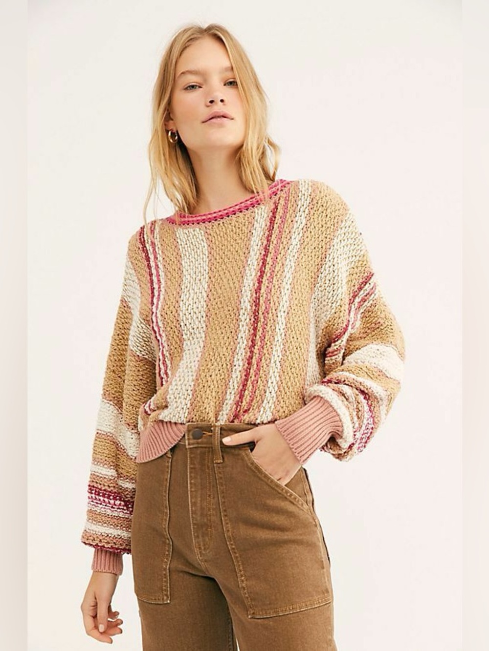 FREE PEOPLE Size XS SHOW ME LOVE STRIPED PULLOVER SWEATER SWEET CHILD COMB